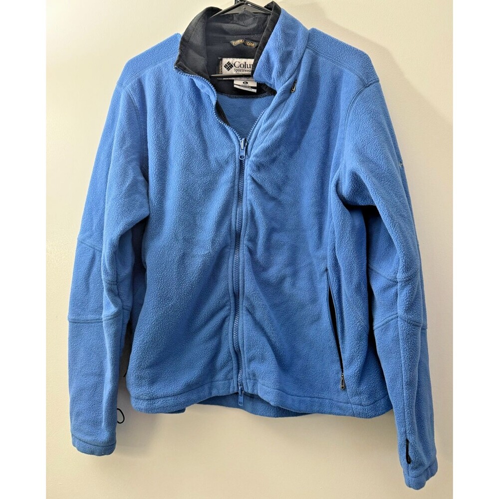 Columbia Fleece Blue Jacket Coat Titanium Women's XL Fall Cozy Warm